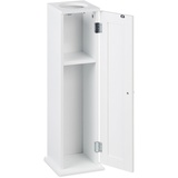Relaxdays Toilettenschrank mit 2 Ablagen & Loch für Feuchttücher, HBT 65x19,5x19,5 cm, Tür, schmales Badregal, MDF, weiß