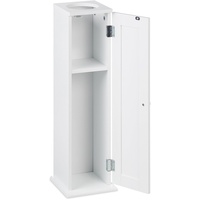 Relaxdays Toilettenschrank mit 2 Ablagen & Loch für Feuchttücher, HBT 65x19,5x19,5 cm, Tür, schmales Badregal, MDF, weiß