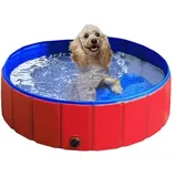 Faltbar Hundepool, Hundepool Schwimmbad für Hunde und Katzen,PVC rutschfeste Schwimmbecken mit Wasserablassventil für Hunde Katze,Hundebadewanne Doggy Pool für Großes Haustier Hund Katze Kinder