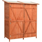 vidaXL Tannenholz Massiv Geräteschuppen Doppeltür Gerätehaus Gartenschrank Geräteschrank Gartenhaus Blockhaus Schuppen 136x75x160cm