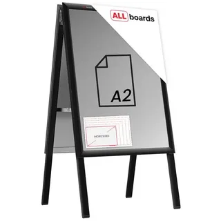 ALLboards Einzelrahmen ALLboards Doppelseitige Werbetafel Kundenstopper schwarz