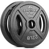 Amonax AMONAX Gusseisen Hantelscheiben Set, 2,5kg, 5kg, 10kg Hantel Set für 25mm & 50mm Olympia Gewichte Hantel Bar, Metall Hantelscheiben für Gewichtheben und Hip Thrust, Hantelscheiben für Home Gym