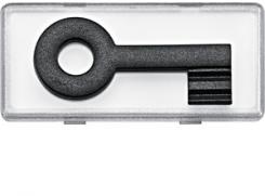 Merten Großes Schriftfeld m. tastbaren Kontrast-Symbol Schlüssel, glasklar