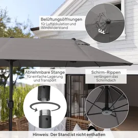 Outsunny Marktschirm 460 x 270 cm grau