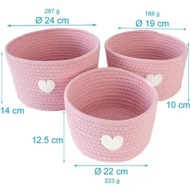 Intirilife Aufbewahrungskorb Set 3-teilig 24 x 14 x 12,5 cm Rosa