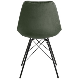 AC Design Furniture Emanuel Esszimmerstühle 2er Set, B: 48,5 x H: 85,5 x T: 54 cm, Waldgrün/Schwarz, Samt/Metall, 2 Stk