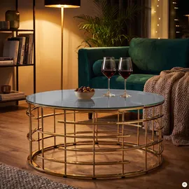 SalesFever Glastisch gold Edelstahl 90 x 42 x 90 cm
