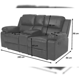 Mendler 2er Kinosessel HWC-H29, Relaxsessel Fernsehsessel Zweisitzer, Getränkehalter Soft Touch Kunstleder MVG ~ braun