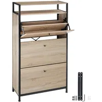 Tectake tectake® Schuhschrank, Industrial Style, mit 3 Klappen, inklusive