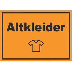 Altkleider Mülltrennung Schild Text Symbol Shirt Hemd Hose waagerecht A5 (148x210mm)