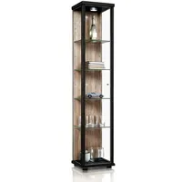 K-Möbel Glasvitrine C1014 176 x 37 x 33 cm Schwarz/Sonoma Eiche