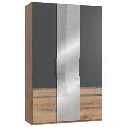 Drehtürenschrank mit Laden B: 150 cm Graphitf./Eiche Dekor