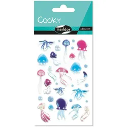 Maildor 10x Cooky, 1 Stickerbogen 7,5x12cm, Quallen - Mehrfarbig CY099C