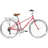 FabricBike Step City Damenfahrrad Amsterdam 28 Zoll Komfort Bike 7 Gang Hollandrad im Retro-Design (Portobello Coral)