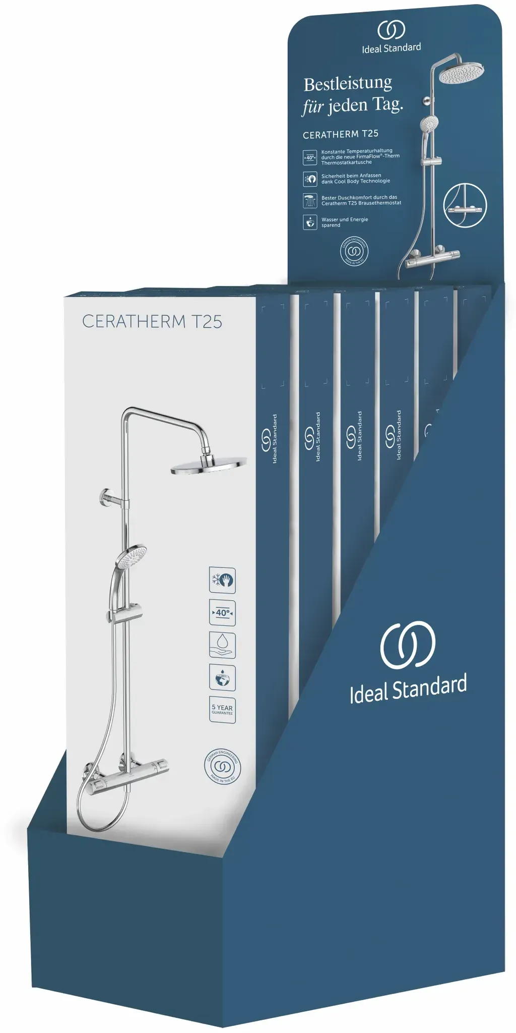 Abverkaufsdisplay Ceratherm T inklusive 6 Duschsysteme Ceratherm T25 A7208AA Chrom