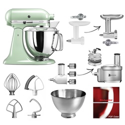 KitchenAid Küchenmaschine 5KSM175PS Fleischwolf Gemüse Set Pistazie