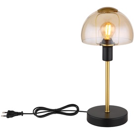 GLOBO Tischlampe Leseleuchte Lampe Tischleuchte Glas goldfarben Touch Schlafzimmer, Metall schwarz, 1x E14 Fassung, DxH 15x32 cm