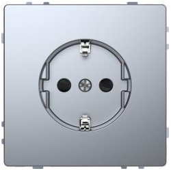 Merten  SCHUKO-Steckdose, System Design,  mit erhöhtem Berührungsschutz, Edelstahl (lackiert)