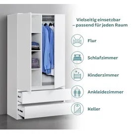 home collective Kleiderschrank 90x51x182 cm Weiß
