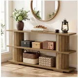 Tribesigns Konsolentisch mit Stauraum, 160 cm schmaler Sofatisch mit 3 Ablagen (30T x 160B x 85H cm), Vintage-Eingangstisch für Wohnzimmer, Flur braun