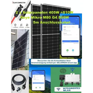 Balkonkraftwerk 810 W/800 W Photovoltaik Solaranlage Steckerfertig wifi