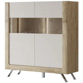 LEONIQUE Highboard »Kasai«, Höhe 136,5 cm, 2 Türen mit Glaseinsatz, beige