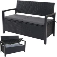 MCW Poly-Rattan 2er Sitzbank MCW-F39, Gartenbank Truhenbank, Staufach Aufbewahrung