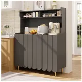 Odikalo Küchenbuffet Küchenschrank Sideboard Buffetschrank (Sideboard (120 x 40 x 151 cm), Anrichte Küche, moderner und schlichter Stil, offenes Ablageregal-Design, das einen aufgeräumten Küchen- und Essbereich schafft) grau