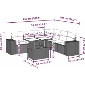 vidaXL Gartensofa-Set 7-tlg. grau