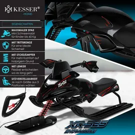 Kesser KESSER® Lenkschlitten mit 2 Fußbremsen Automatisches Zugseil Federung Kufenlenkung Bob Kinderschlitten Rodel Schlitten Skiboblenkschlitten
