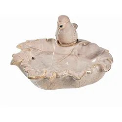 Brunnen - Gartenbrunnen mit Vogel - Keramik - H: 21cm - Außen - natur