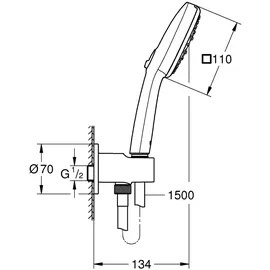 Grohe Wandhalterset Tempesta Cube 110 26910_3 3 Strahlarten 7,4l chrom