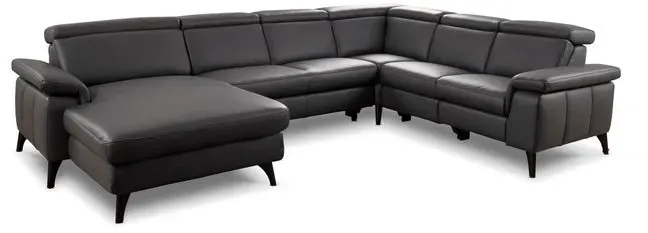 Polsteria Wohnlandschaft Lava Leder Schwarz