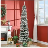 Homcom Künstlicher Weihnachtsbaum 210 cm Christbaum mit 490 Spitzen, klappbar Metallständer, Künstlicher Baum, für Weihnachten Deko, grün+weiß bunt|grün 210 cm