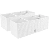 Rattan-Imitation Balkonblumentopf - Weiß