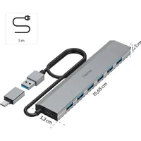 Hama 7 Ports USB 3.2 Gen 1-Hub (USB 3.0) mit USB-C® Stecker Grau