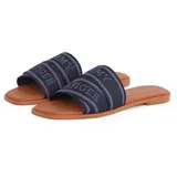 Tommy Hilfiger Pantolette » WEBBING MULE« , Blockabsatz, Sommerschuh, Bequemschuh, Flats mit Logoschriftzug, Gr. 41, dunkelblau, , 39168037-41