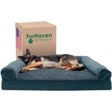 Furhaven XXL kühlendes Gel-Schaumstoff-Hundebett, Sherpa & Chenille, Sofa-Stil mit abnehmbarem, waschbarem Bezug, Orion Blue, Jumbo Plus (XXL)