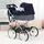 Bayer Design Puppenwagen nostalgisch, klassisch, mit Korb, Tasche, Abdeckung, Blue