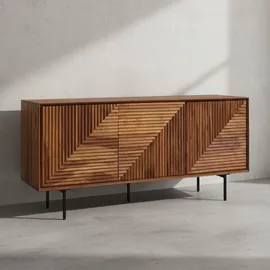 KADIMA DESIGN Sideboard 148x72x40 cm Braun Massivholz/Metall