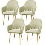 CLGTY Spandex Stuhlhussen Mit Armlehne, Weich Wasserdicht Hussen Für Stühle Mit Armlehnen Abnehmbare Modern Stuhlhussen Mit Elastischem Boden für Esszimmerstühle-Beige-4 Stück