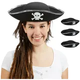 Relaxdays Piratenhut im 4er Set Weiß,Schwarz,Silber