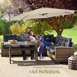 Tectake Ampelschirm Ø 350 cm beige inkl. Schutzhülle