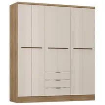 vente-unique Kleiderschrank Peroli 180 x 206 x 46,5 cm Beige/Holzfarben