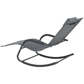 [en.casa] Liegestuhl, Caracena 2er Set 147x63x89cm Sonnenliege bis 120kg Schwingliege Schaukelnd Dunkelgrau