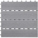 MCW WPC Bodenfliese Sarthe Holzoptik Balkon/Terrasse 11x Je 30x30cm - 1qm Basis Grau Linear