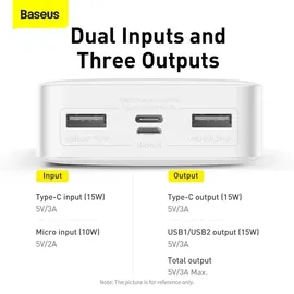 Baseus Bipow 20000mAh 15W Weiss OS (PPBD050102)