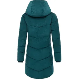 Ragwear Damen Langer Wintermantel wasserdicht in Kord-Optik warmer Steppmantel mit Samt-Haptik Pavla Cordy YOUMODO Ocean Green Gr. 3XL - 3XL