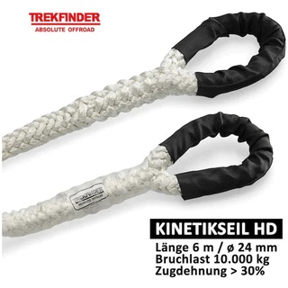 Bergeseil Off-Road Kinetikseil - Ø: 24 mm / verschiedene Längen / Systembruchlast: 10 t / Zugdehnung: 30 % - inkl. Prüfbuch - von Trekfinder - 6 m
