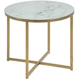 AC Design Furniture Couchtisch Marmor / Metall gold X-Form rund 50 x 42 cm
